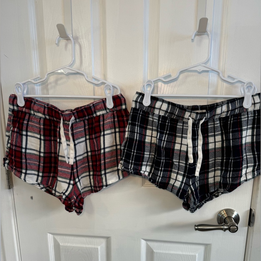 Garage Plaid PJ/Lounge Shorts Set in Red and Blue